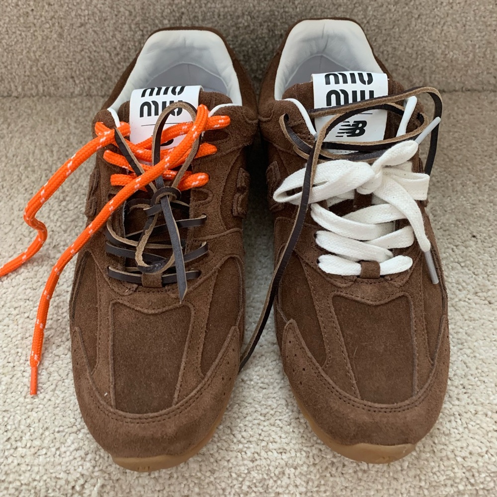 Miu Miu Brown Suede Low-Top Sneakers